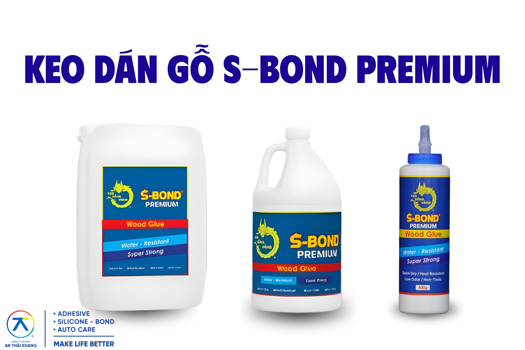 Công ty sản xuất keo dán gỗ An Thái Khang với sản phẩm keo dán gỗ S-Bond Premium dùng cho sản xuất nội thất và gỗ công nghiệp.