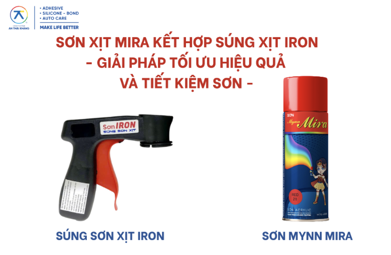 Kết hợp súng xịt Iron giúp sơn Mira phun đều hơn, bám tốt hơn và tiết kiệm sơn trong quá trình sử dụng.