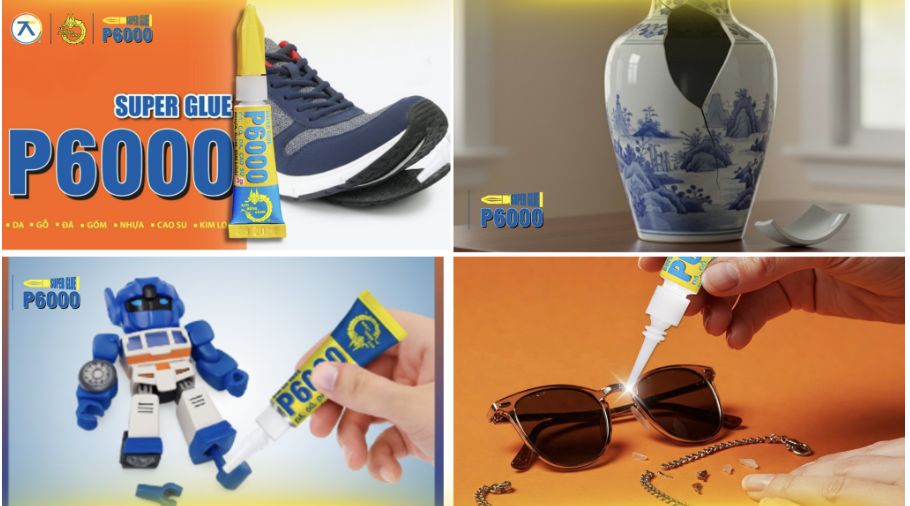 Keo P6000 giúp sửa đồ nhựa, dán giày dép, gốm sứ và kính bị nứt.