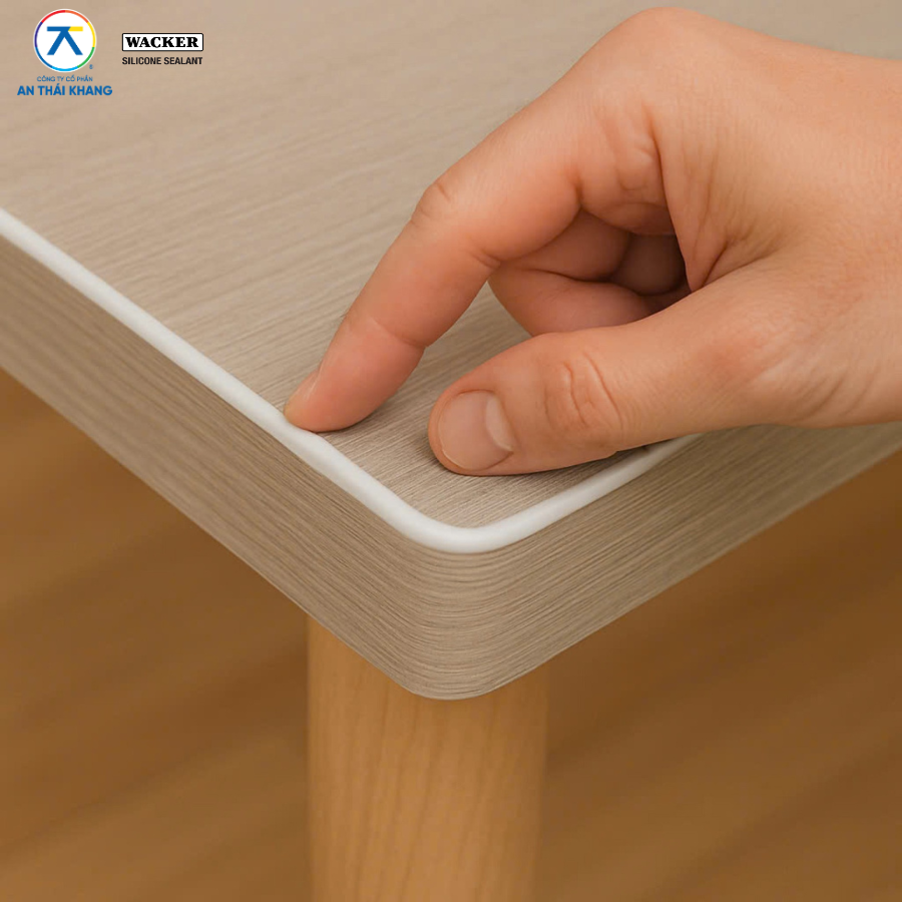 Miết keo silicone bằng tay để tạo bo tròn mềm, giảm nguy cơ va đập